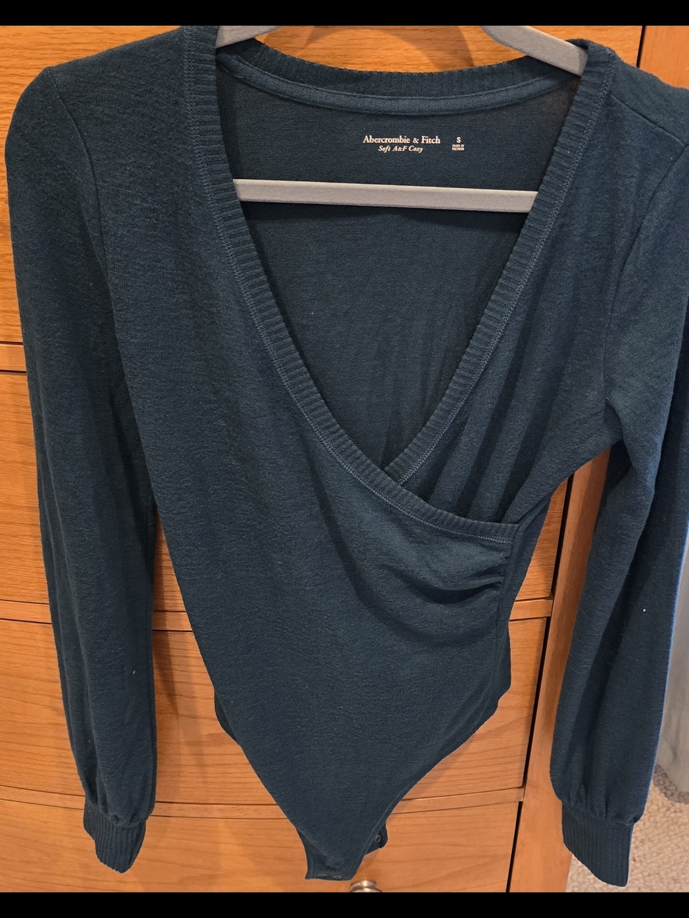 Abercrombie & Fitch Women's Deep Teal Wrap-Style Bodysuit, Women's S
